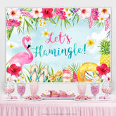 Blumen Und Flamingo Lasst uns Hamingle Geburtstag Hintergrund